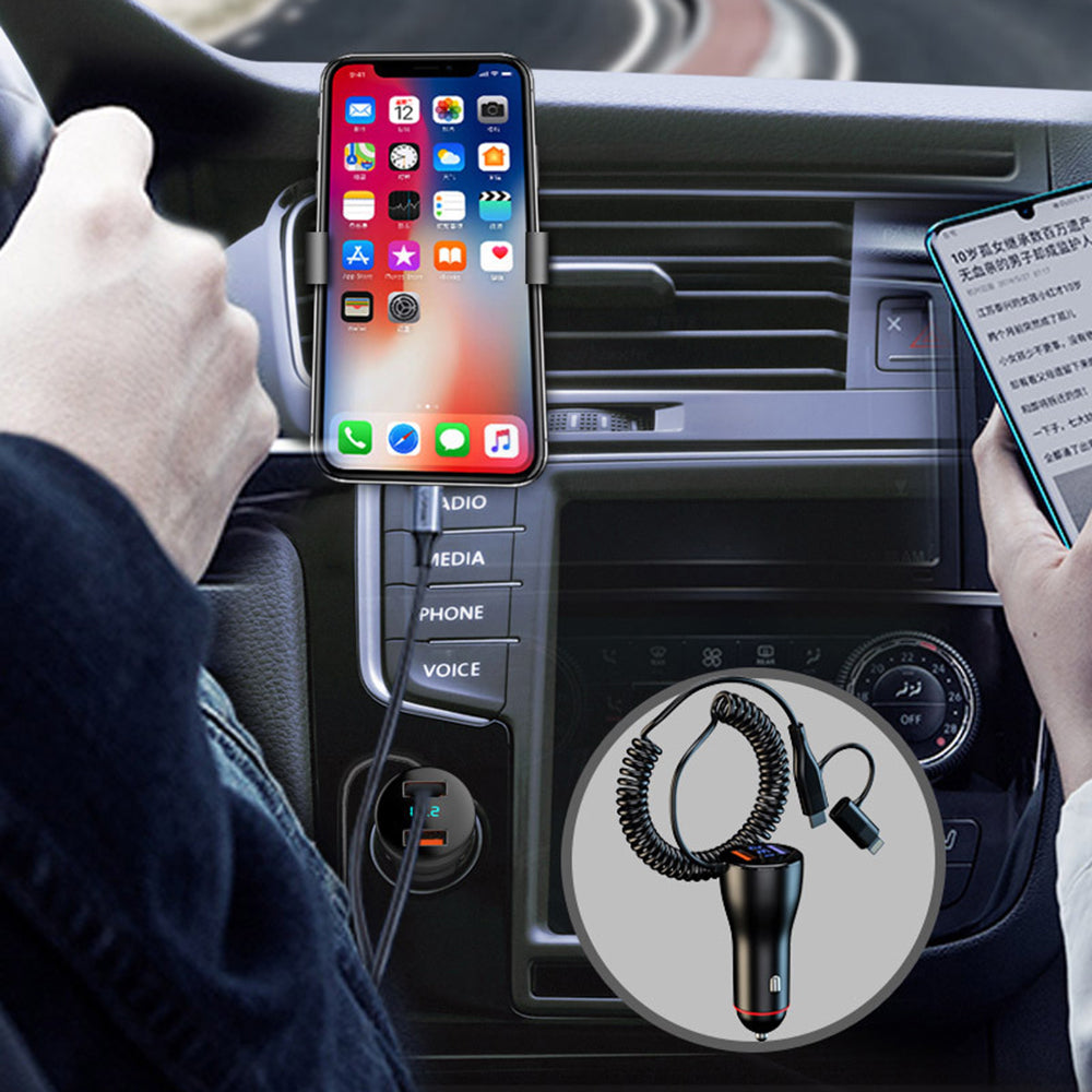 P5XC Dual USB Phone Charging Adapter Car Charger with PD 36W Spring Cable P5XC Dual USB Phone Charging Adapter Car Charger with PD 36W Spring Cable